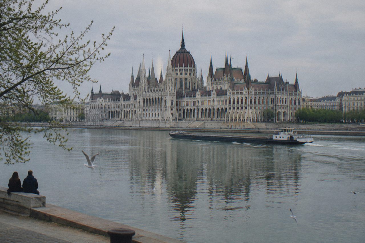 The Hungarian Parliament building on the Danube riverbank in Budapest