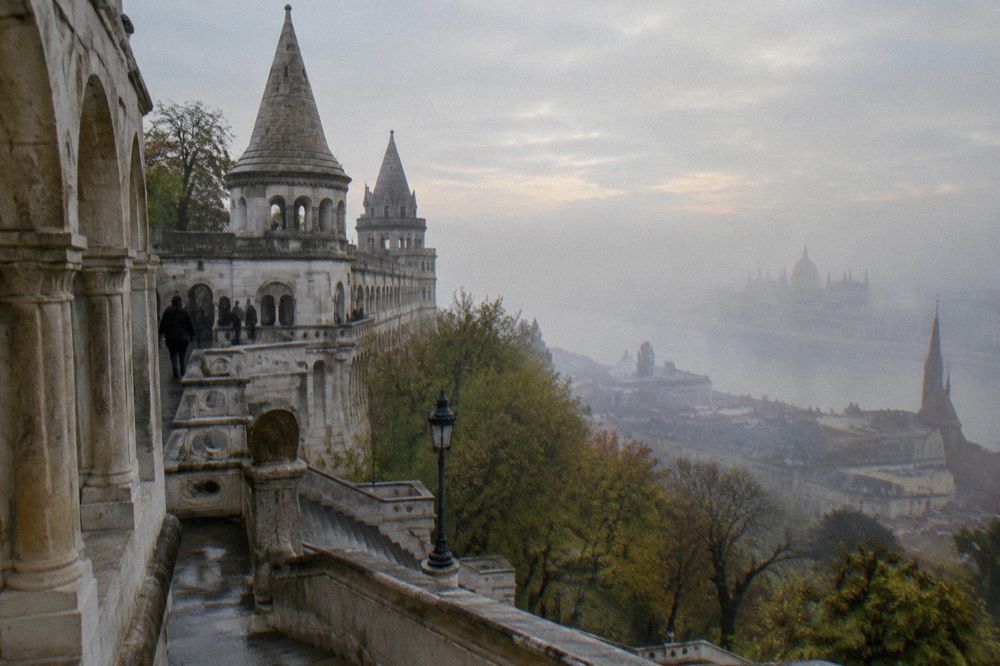 White stone towers and terrace walls of Fisherman's Bastion