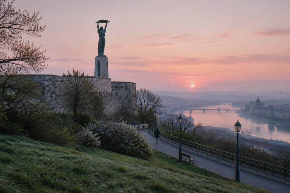 The Citadella park and the Liberty Statue on Gellert Hill
